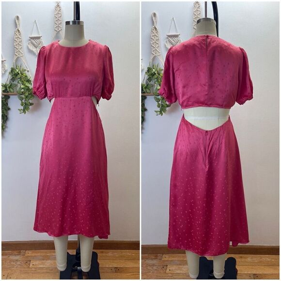 Anthropologie Pink Dotted Satin Dress - Picture 2 of 2